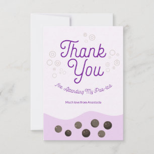 Carte De Remerciements Axolotl Adorable Thé Boba Violet Par-thée Enfants