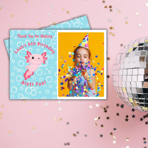 Carte De Remerciements Axolotl rose mou sous la mer Anniversaire