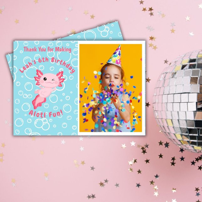 Carte De Remerciements Axolotl rose mou sous la mer Anniversaire (Créateur téléchargé)