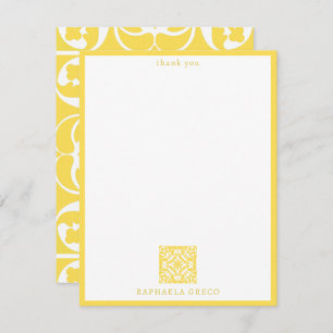 Carte De Remerciements Azulejos jaune portugais espagnol méditerranéen