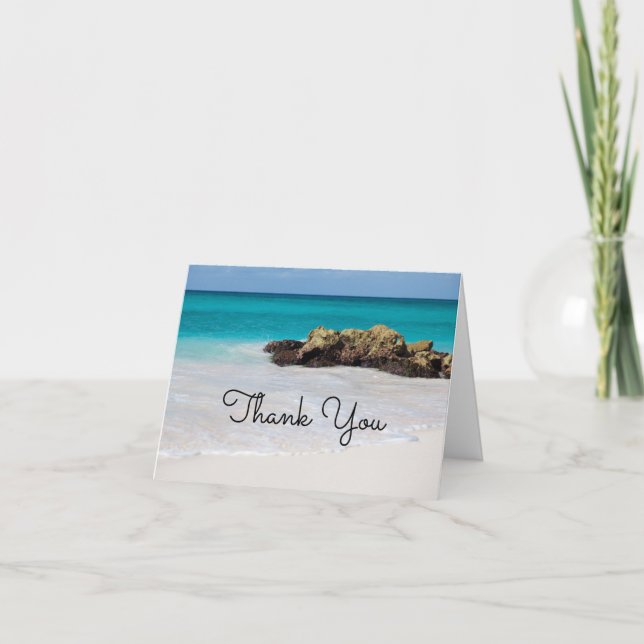 Carte De Remerciements Azure Ocean Sandy Beach Photo (Devant)
