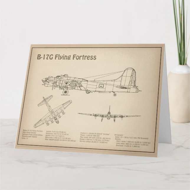 Carte De Remerciements B-17 Forteresse Volante - Plan directeur de l'avio (Devant)