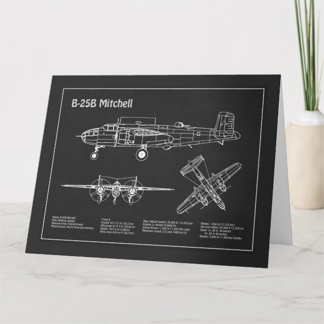 Carte De Remerciements B-25B Mitchell Doolittle - Plan directeur de l'avi (Devant)