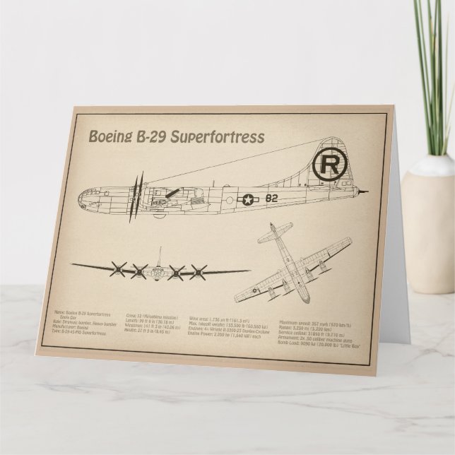 Carte De Remerciements B-29 Superforteresse - Plan directeur de l'avion S (Devant)