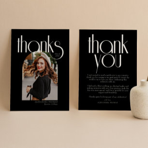 Carte De Remerciements B & W Minimaliste & Moderne Arch Photo Graduation