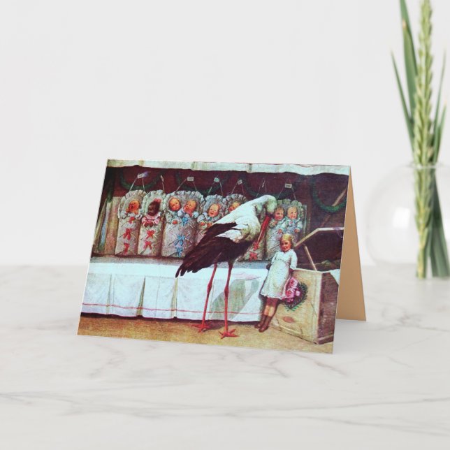 Carte De Remerciements BABEAUCHE BÉBÉ STORKE Fête de Naissance (Devant)