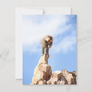 Carte De Remerciements Babouin singe au sommet d'une montagne