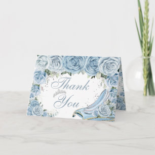 Carte De Remerciements Baby Blue Floral Cendrillon Quinceañera Anniversai