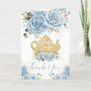 Carte De Remerciements Baby Blue Floral High Tea Party Douche Anniversair