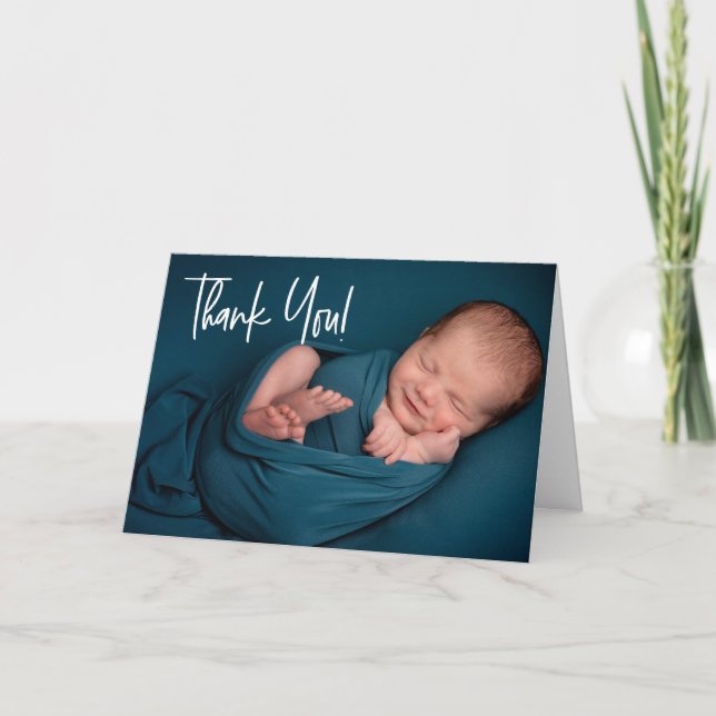 Carte De Remerciements Baby Boy 2 baby shower photo horizontale (Devant)