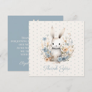 Carte De Remerciements Baby Boy Blue Rabbit et Fleurs Baby Shower