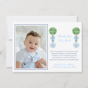 Carte De Remerciements Baby Boy Boxwood Topiary Baptême Anniversaire Phot
