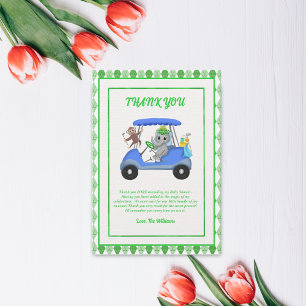 Carte De Remerciements Baby Boy Elephant & Monkey Golf Baby shower