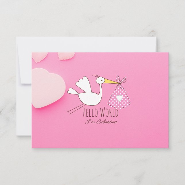 Carte De Remerciements Baby Boy Hello World Sebastian Pink Thank You Card (Devant)
