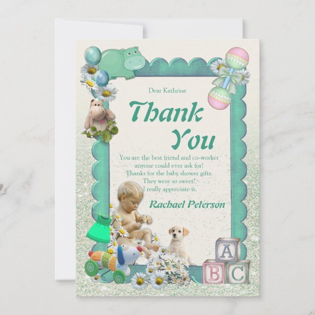 Carte De Remerciements Baby Boy Shower Tweets (Devant)