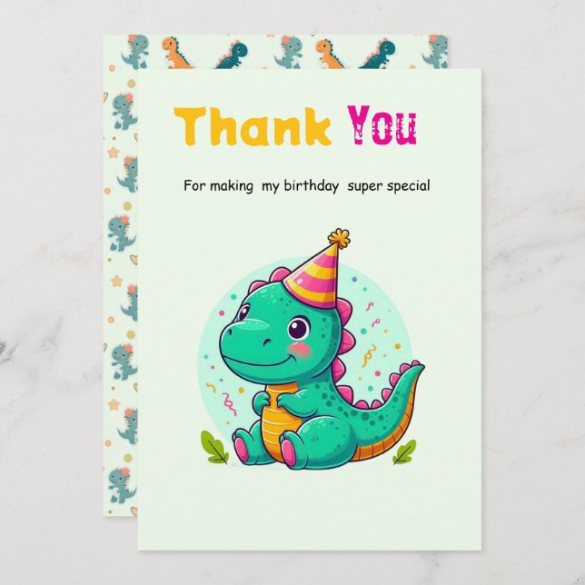 Carte De Remerciements Baby Dinosaur Thank-you Cards (Devant / Derrière)