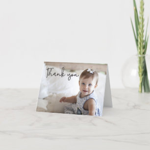 Carte De Remerciements Baby Girl First Birthday Party Photo personnalisab