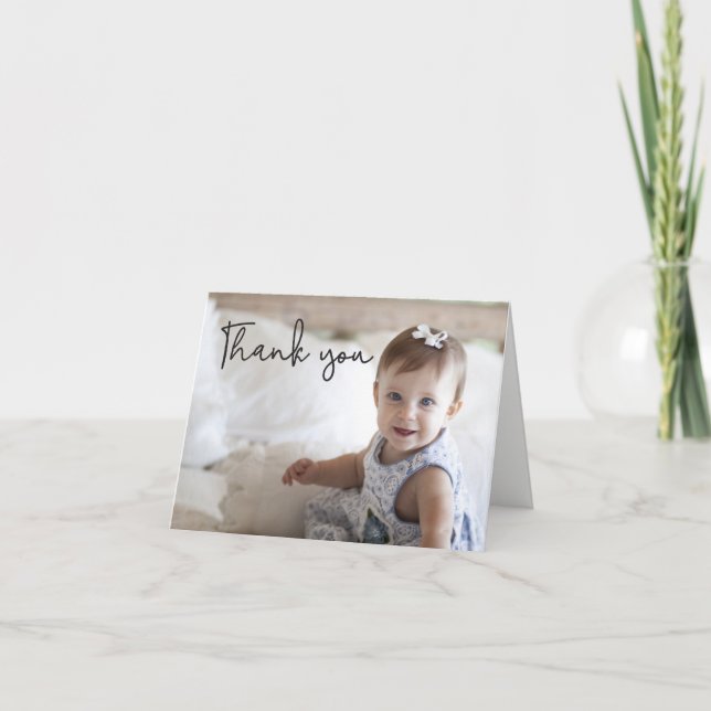 Carte De Remerciements Baby Girl First Birthday Party Photo personnalisab (Devant)