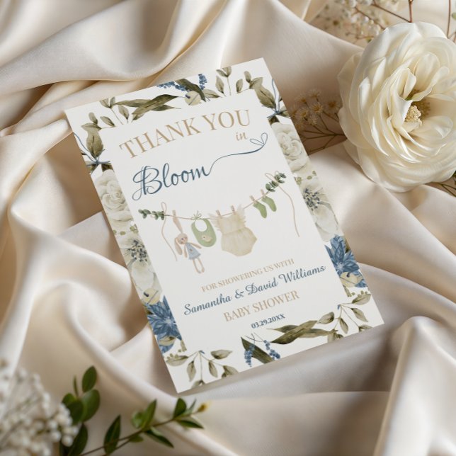 Carte De Remerciements Baby in Bloom Botanical Clothesline Floral (Créateur téléchargé)