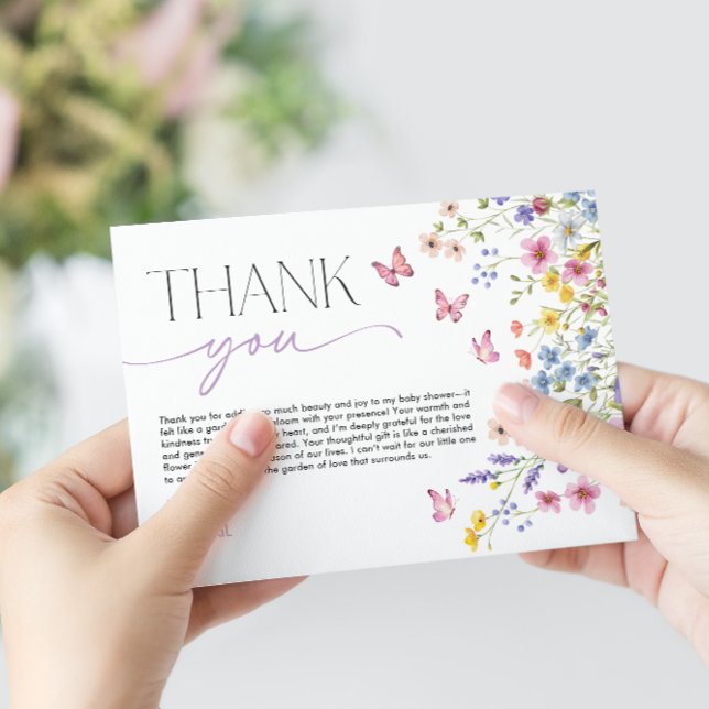 Carte De Remerciements Baby in Bloom Butterfly Baby Shower (Baby in Bloom Butterfly Baby Shower Thank You Card)