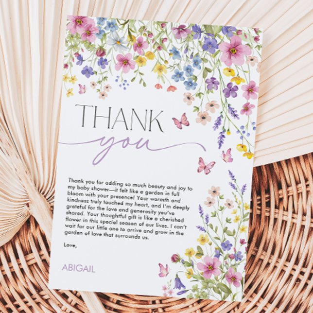 Carte De Remerciements Baby in Bloom Butterfly Baby Shower (Baby in Bloom Butterfly Baby Shower Thank You Card)