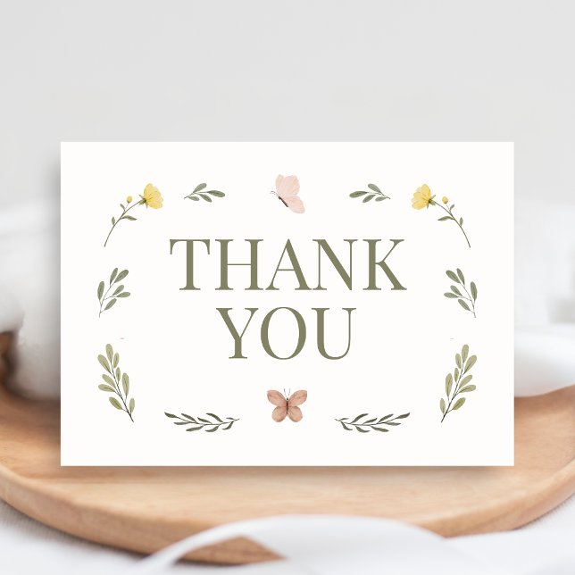 Carte De Remerciements Baby in Bloom Wildflower Baby Shower (Minimalist Baby in Bloom Baby Shower Thank you Card)
