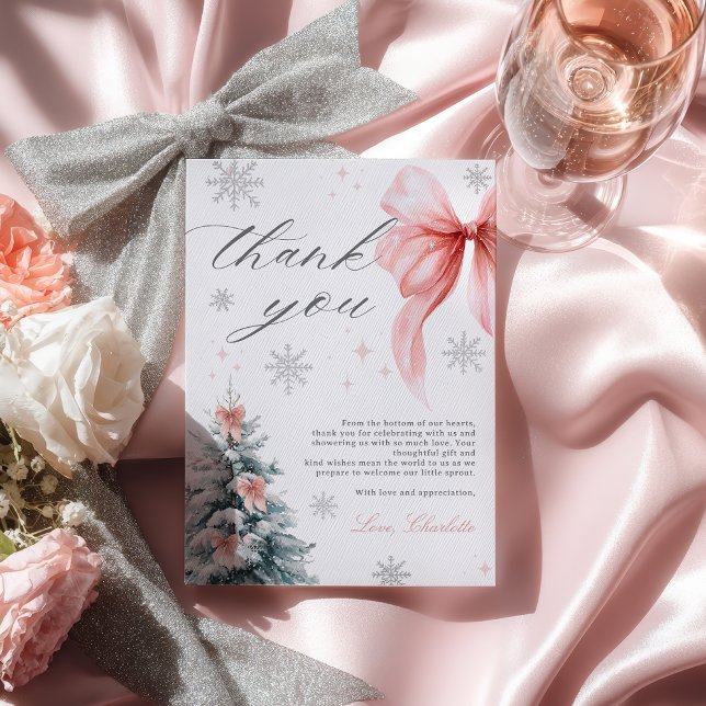 Carte De Remerciements Baby it's cold outside Winter Girl Baby Shower (Baby it's cold outside Winter Girl Baby Shower Thank You Card)