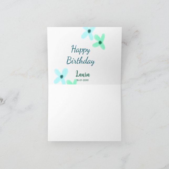 Carte De Remerciements Baby kids 1st birthday add name blue green pastel  (Intérieur)