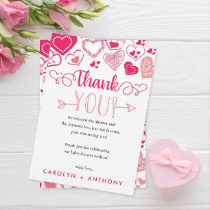 Carte De Remerciements "Baby Love" Baby shower de la Saint Valentin