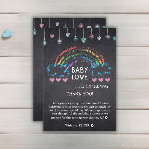 Carte De Remerciements Baby Love Chalkboard Coeurs et Baby shower arc-en-
