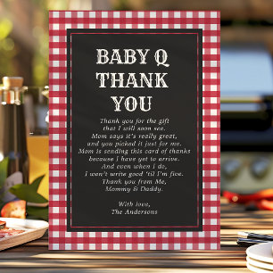 Carte De Remerciements Baby Q Barbeque Rustique Country Baby Shower Rouge
