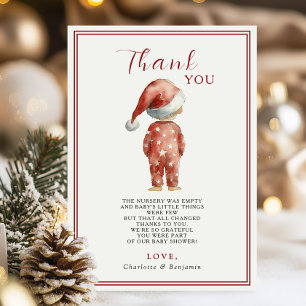 Carte De Remerciements Baby Santa Bébé Noël Vintage Shower de Noël