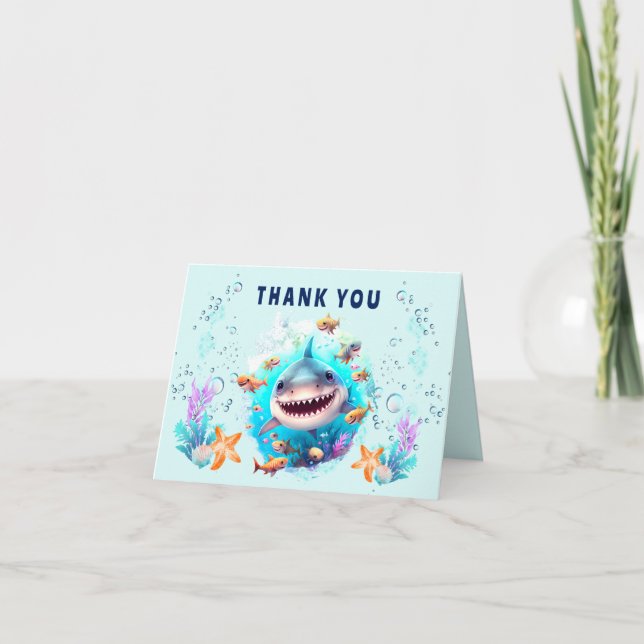 Carte De Remerciements Baby Shark Boy Fête d'anniversaire (Devant)