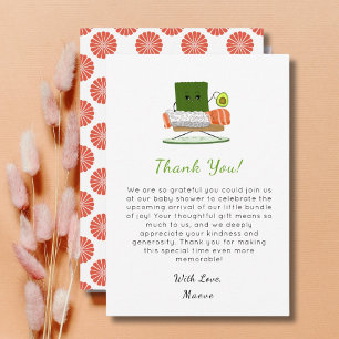Carte De Remerciements Baby-Shopping Kawaii : Thème Sushi et Rouleau de S