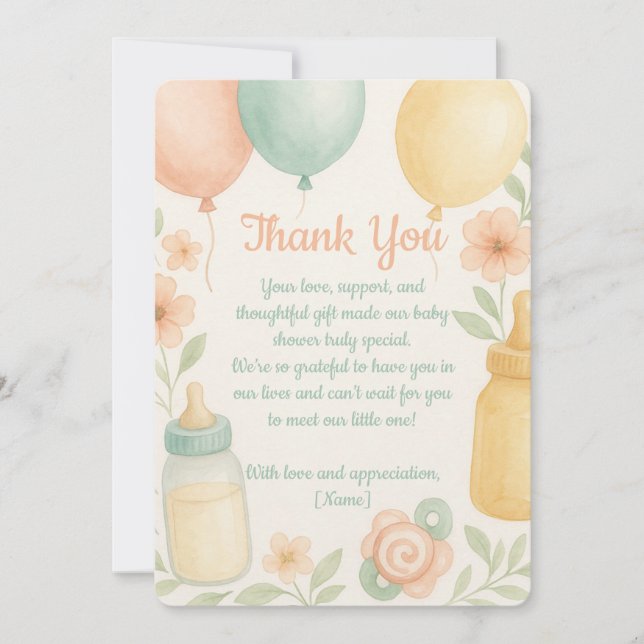 Carte de remerciements Baby shower (Devant)