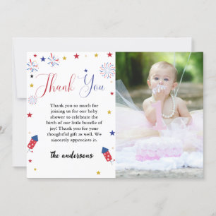 carte de remerciements Baby shower 4 juillet