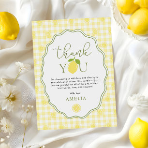 Carte De Remerciements Baby-Shower à thème citron à carreaux