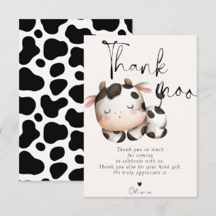 Carte De Remerciements Baby shower à thème de la vache