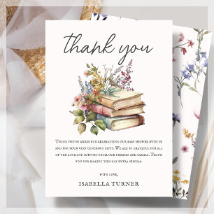Carte De Remerciements Baby shower à thème du livre fleur sauvage