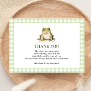 Carte De Remerciements Baby shower à thème Grenouille verte