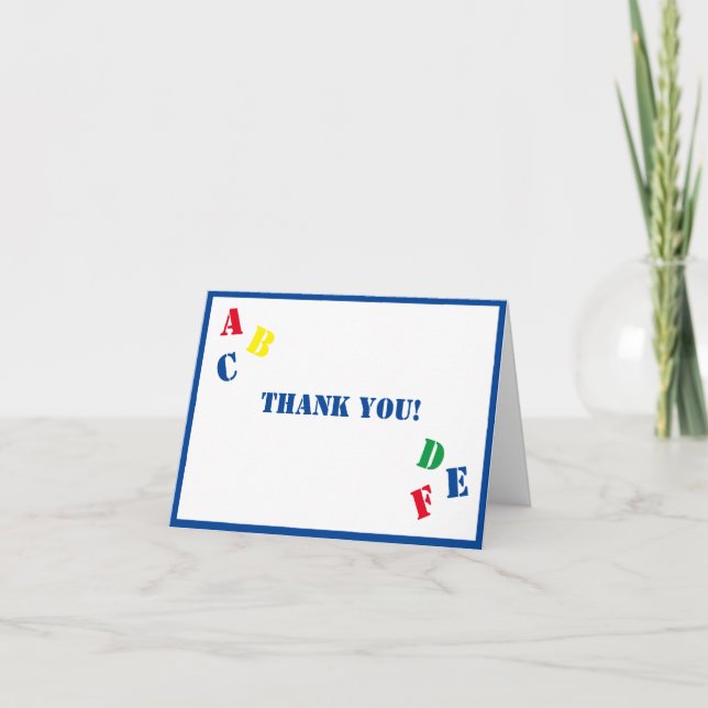 CARTE DE REMERCIEMENTS BABY SHOWER ABC (Devant)