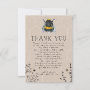 Carte de remerciements Baby shower abeilles