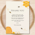 Carte de remerciements Baby shower abeilles<br><div class="desc">Ce Carte de remerciements de Baby shower d'abeilles présente des abeilles aquarelles et une ruche jaune sur un arrière - plan crème pâle. Tout le texte est personnalisable. Pour modifier davantage, utilisez l'outil de conception pour modifier la police, la taille de police ou la couleur. Parce que nous créons notre...</div>