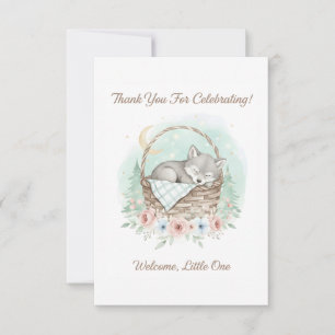 Carte De Remerciements Baby Shower Adorable bébé loup duveteux