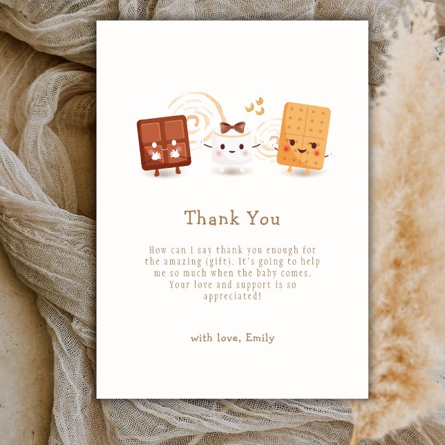 Carte De Remerciements Baby shower agréable Whimsical S'more (Cute Whimsical S'more Fun Baby Shower Thank You Card)