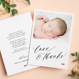 Carte De Remerciements Baby shower amour et remerciements script simple p