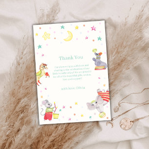 Carte De Remerciements Baby shower animal de carnaval de cirque joli Fanc