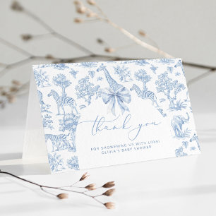 Carte De Remerciements Baby shower animal Toile de Jouy Safari
