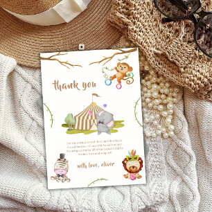 Carte De Remerciements Baby shower animalier Woodland Safari