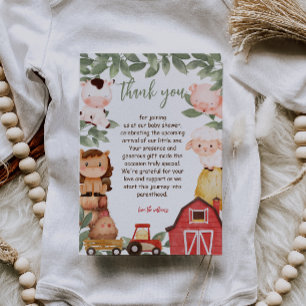 Carte De Remerciements Baby Shower Animaux de la Ferme Aquarelle